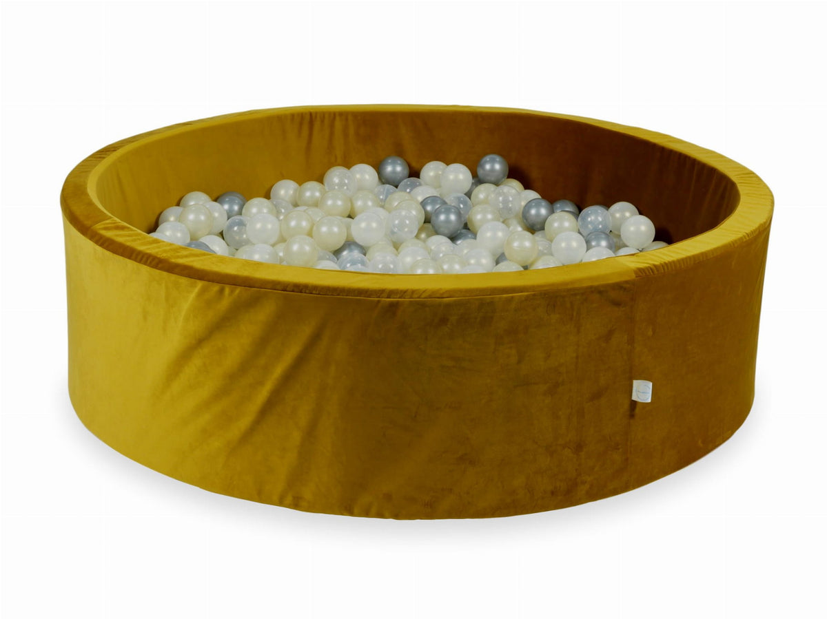 Piscine à Balles avec balles 700pcs 130x40 velours doré (argent, effet sirène, or clair, transparent)