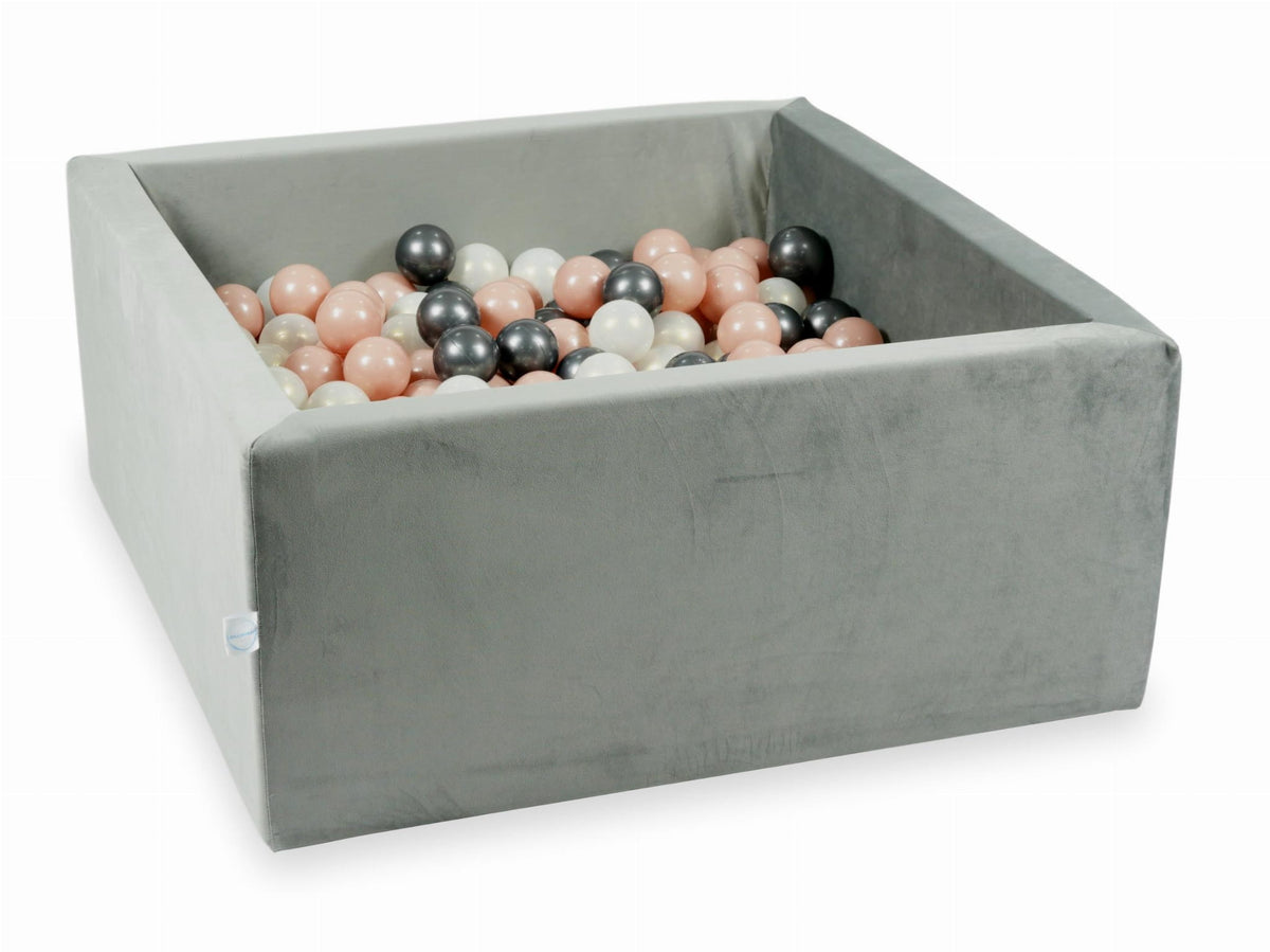 Piscine à Balles avec balles 400pcs 90x90x40 gris velours (or rose, graphite métallisé, effet sirène)