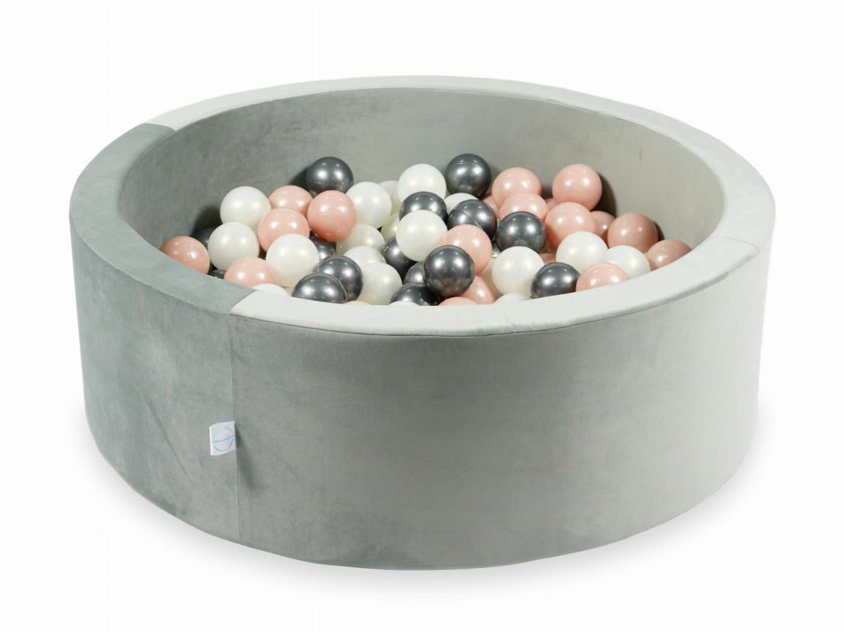 Piscine à Balles avec balles 200pcs 90x30 gris velours (or rose, graphite métallisé, effet sirène)
