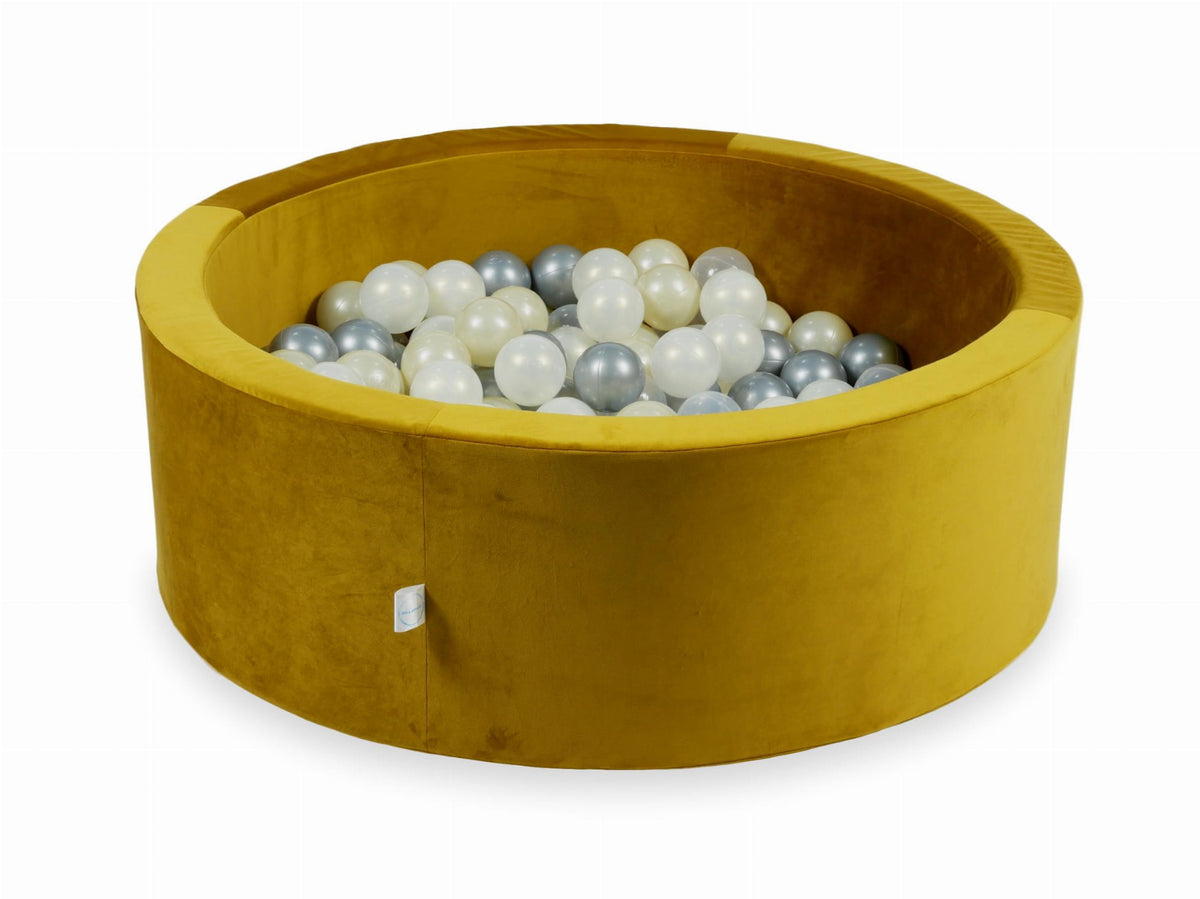 Piscine à Balles avec balles 200pcs 90x30 velours doré (argent, effet sirène, or clair, transparent)