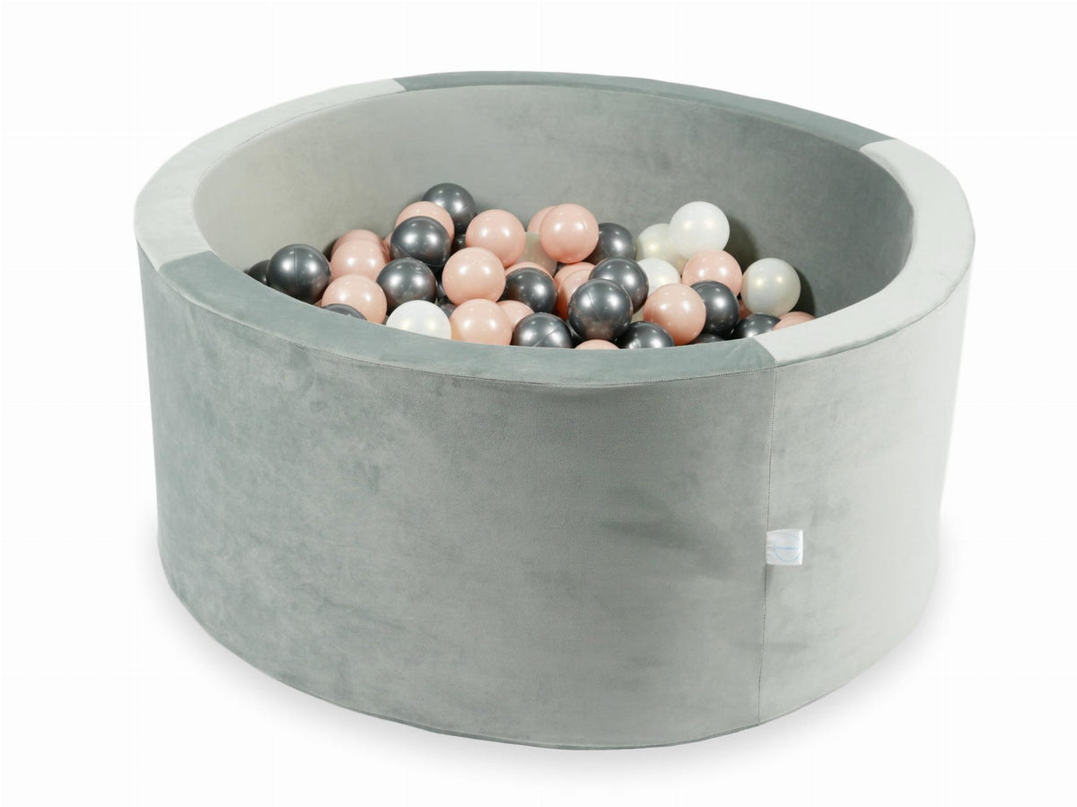 Piscine à Balles avec balles 300pcs 90x40 gris velours (or rose, graphite métallisé, effet sirène)