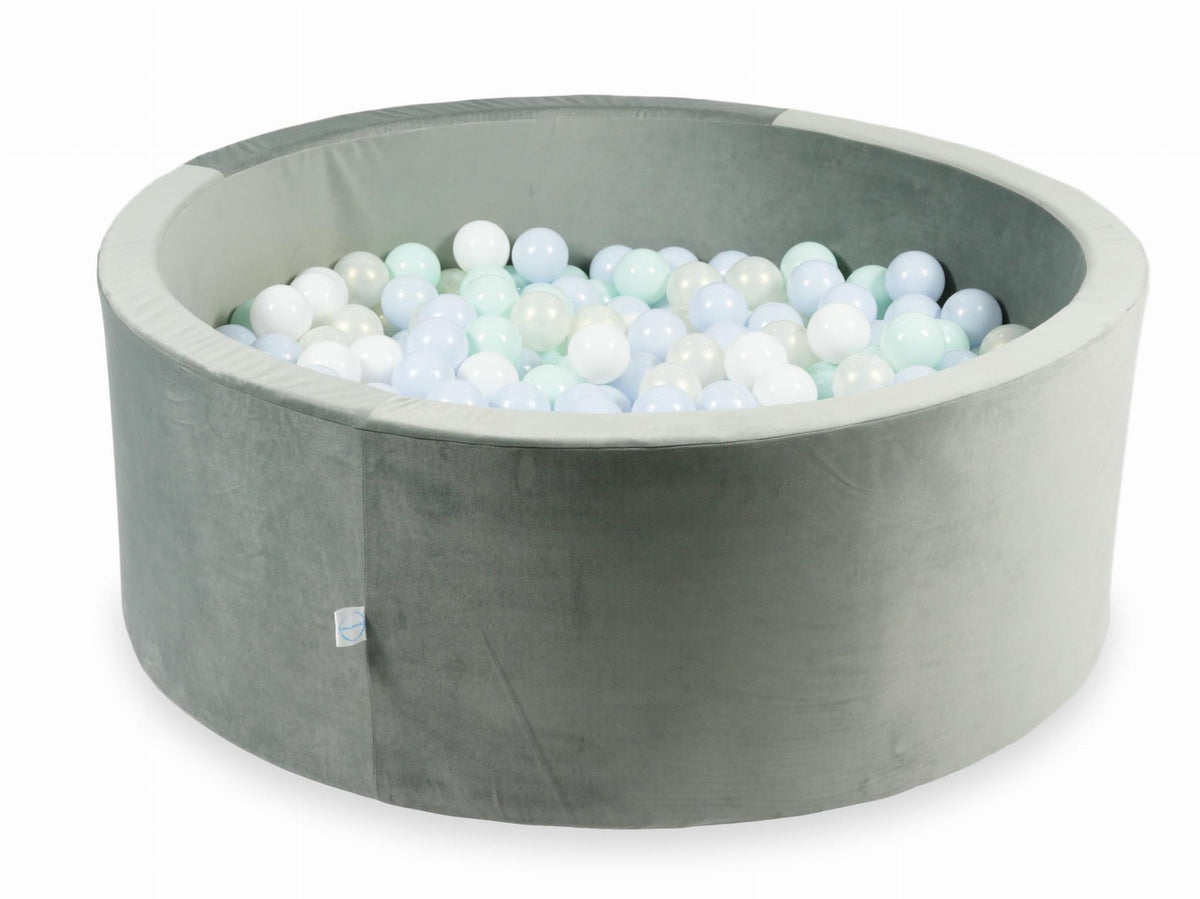 Piscine à Balles avec balles 500pcs 110x40 gris velours (bleu bébé perle, menthe clair, effet sirène, blanc)