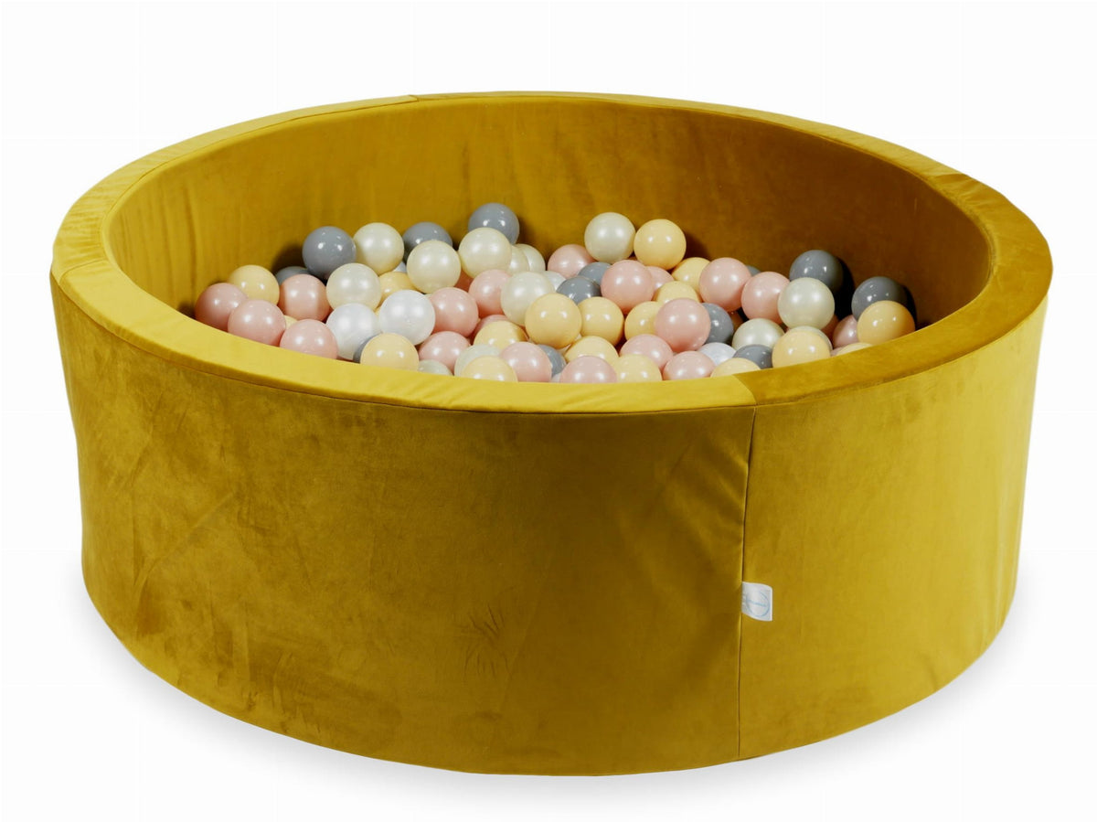 Piscine à Balles avec boules 500pcs 110x40 velours doré (beige, or rose, or clair, perle, gris)