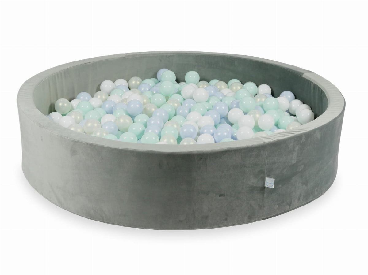 Piscine à Balles avec balles 600pcs 130x30 gris velours (bleu bébé perle, menthe clair, effet sirène, blanc)