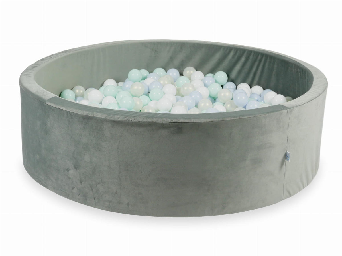 Piscine à Balles avec balles 700pcs 130x40 gris velours (bleu bébé perle, menthe clair, effet sirène, blanc)