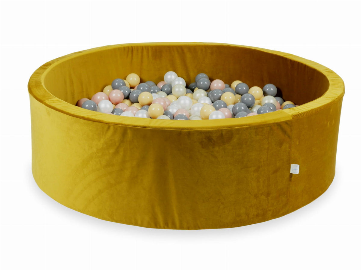Piscine à Balles avec boules 700pcs 130x40 velours doré (beige, or rose, or clair, perle, gris)