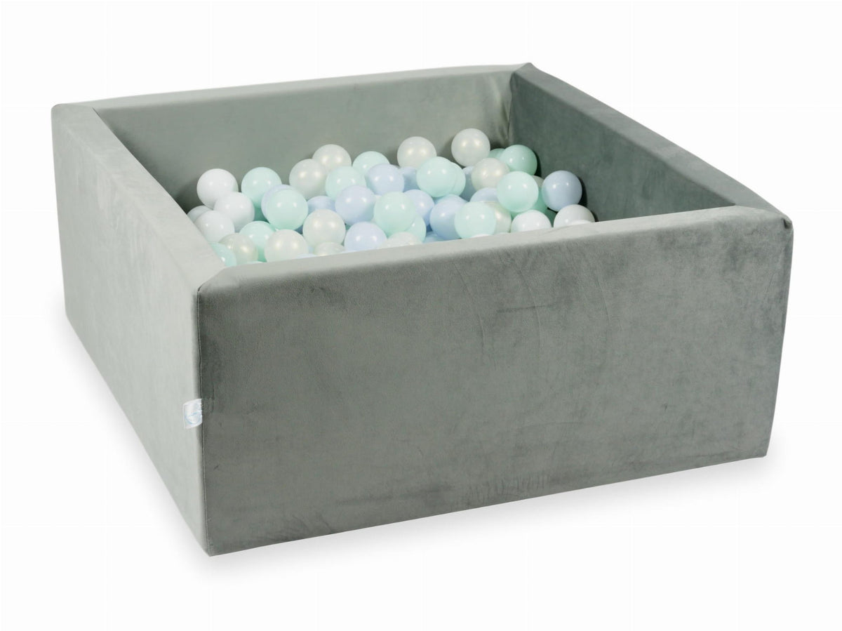 Piscine à Balles avec balles 400pcs 90x90x40 gris velours (bleu bébé perle, menthe clair, effet sirène, blanc)