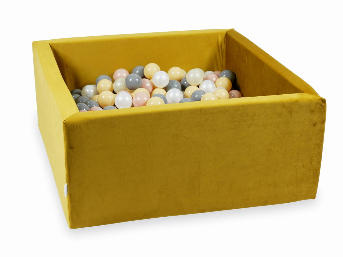 Piscine à Balles avec boules 400pcs 90x90x40 velours doré (beige, or rose, or clair, perle, gris)