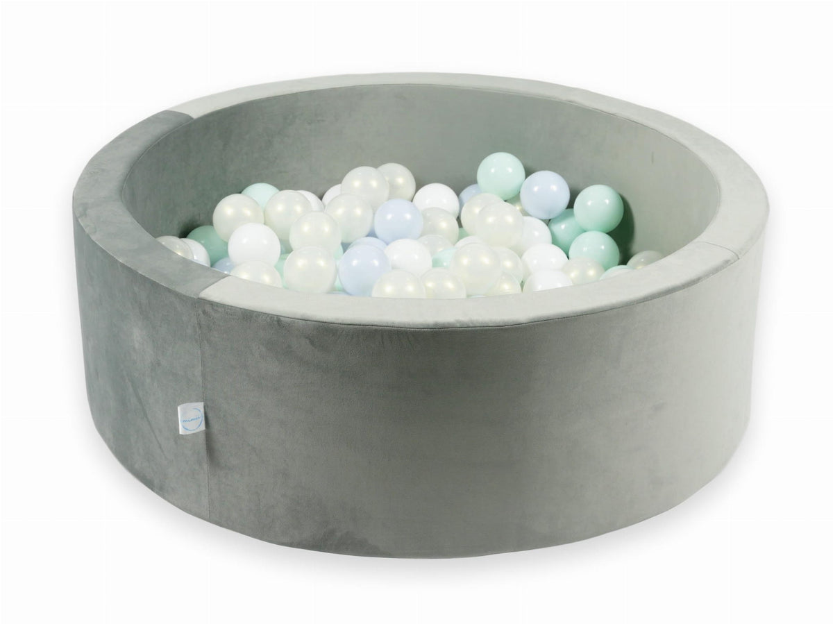 Piscine à Balles avec balles 200pcs 90x30 gris velours (bleu bébé perle, menthe clair, effet sirène, blanc)