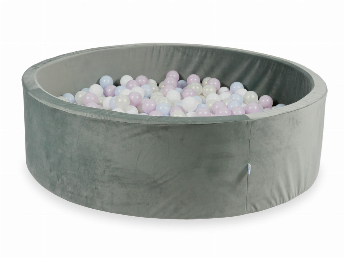 Piscine à Balles avec balles 700pcs 130x40 gris velours (perle rose layette, perle bleu layette, effet sirène, blanc)