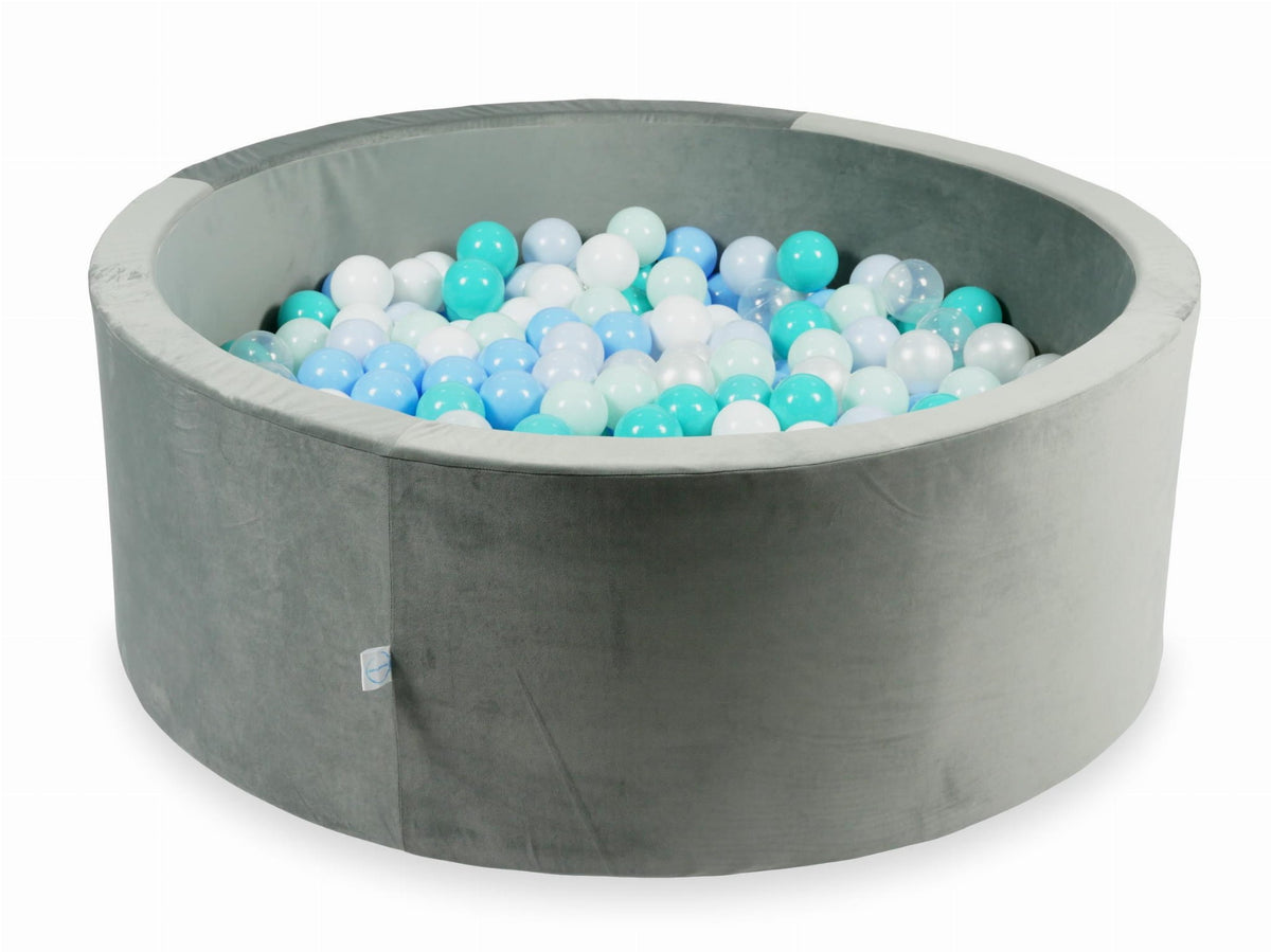 Piscine à Balles avec balles 500pcs 110x40 gris velours (menthe clair, turquoise, bleu bébé, bleu bébé perle, perle, blanc, transparent)