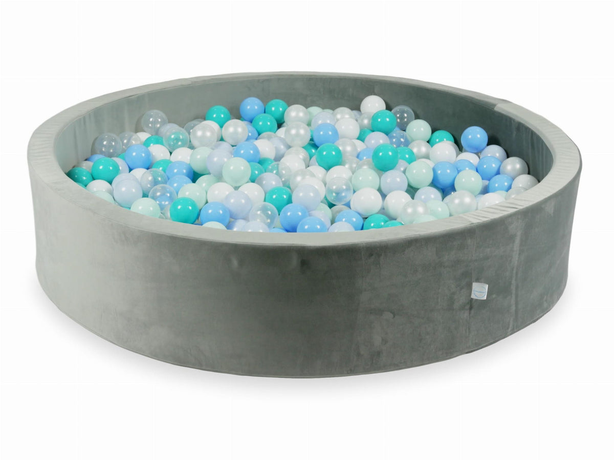 Piscine à Balles avec balles 600pcs 130x30 gris velours (menthe clair, turquoise, bleu bébé, bleu bébé perle, perle, blanc, transparent)