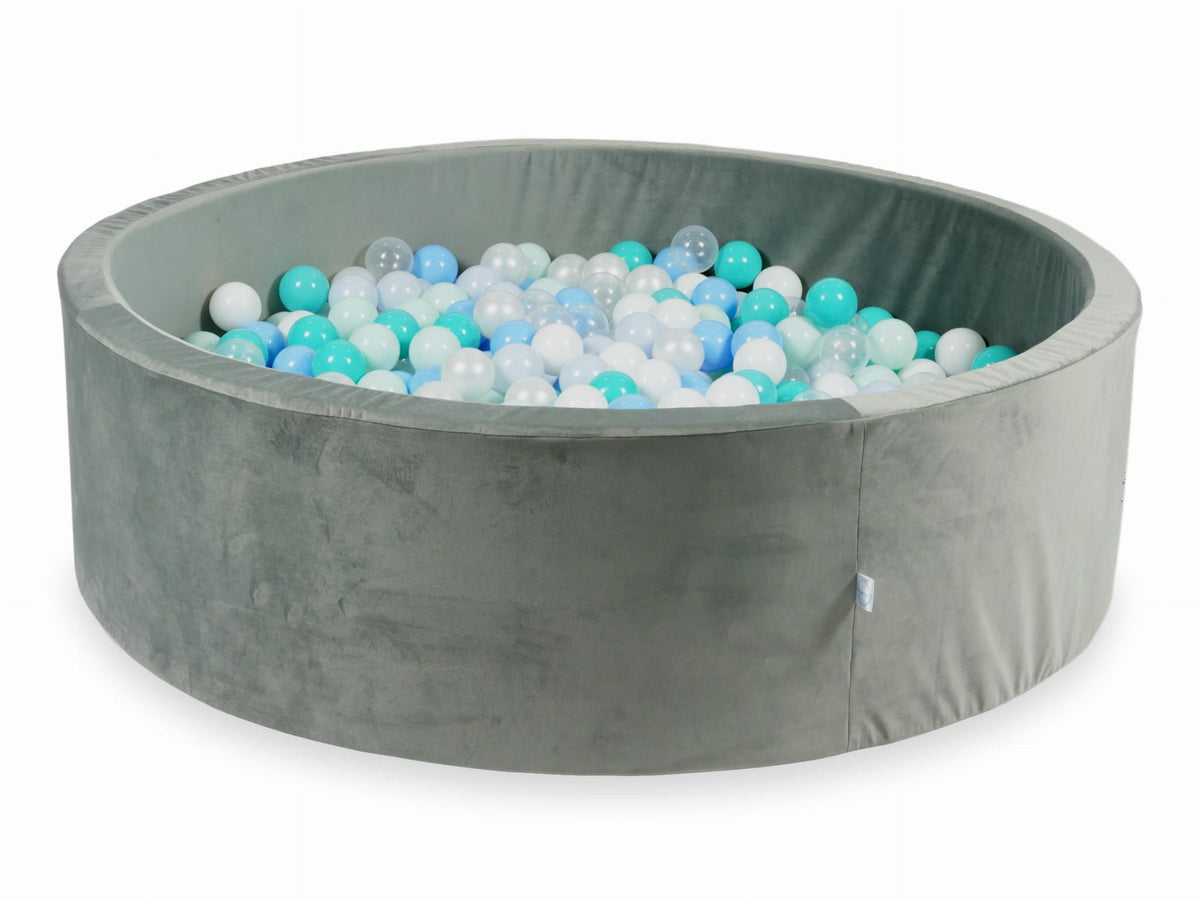Piscine à Balles avec balles 700pcs 130x40 gris velours (menthe clair, turquoise, bleu bébé, bleu bébé perle, perle, blanc, transparent)