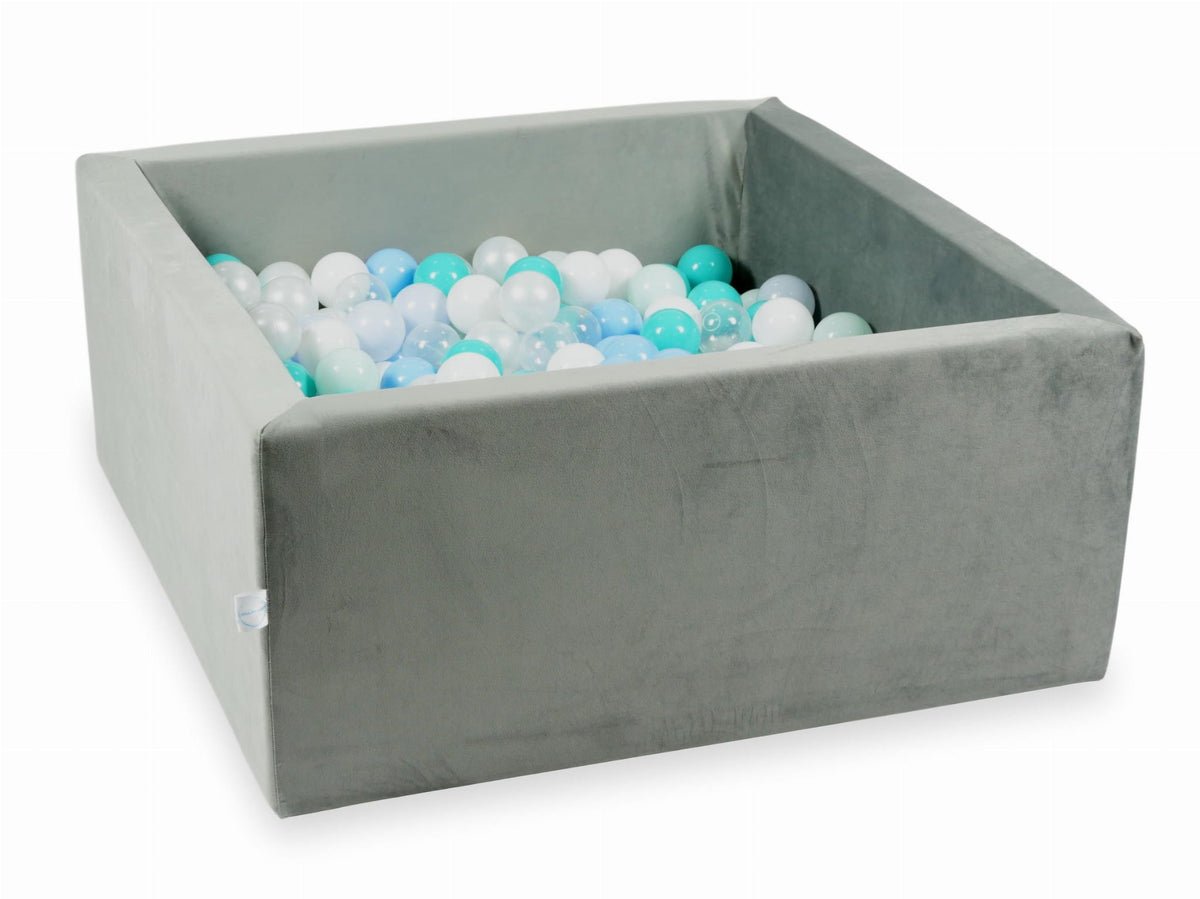 Piscine à Balles avec balles 400pcs 90x90x40 gris velours (menthe clair, turquoise, bleu bébé, bleu bébé perle, perle, blanc, transparent)