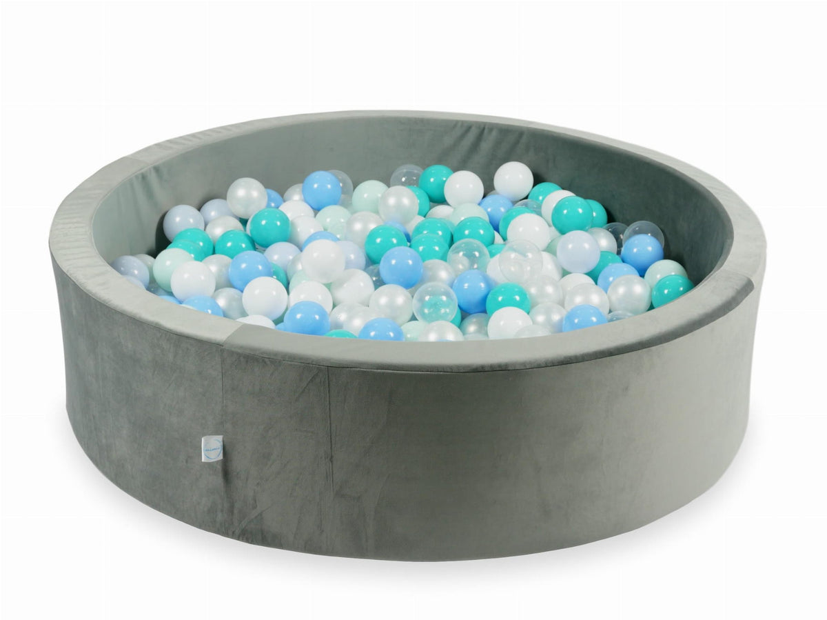 Piscine à Balles avec balles 400pcs 110x30 gris velours (menthe clair, turquoise, bleu bébé, bleu bébé perle, perle, blanc, transparent)