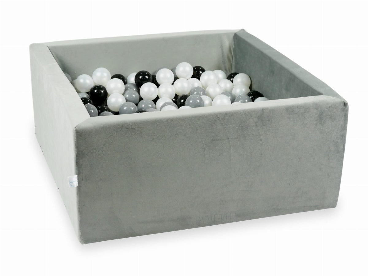 Piscine à balles avec balles 400pcs 90x90x40 gris velours (noir, gris, perle)