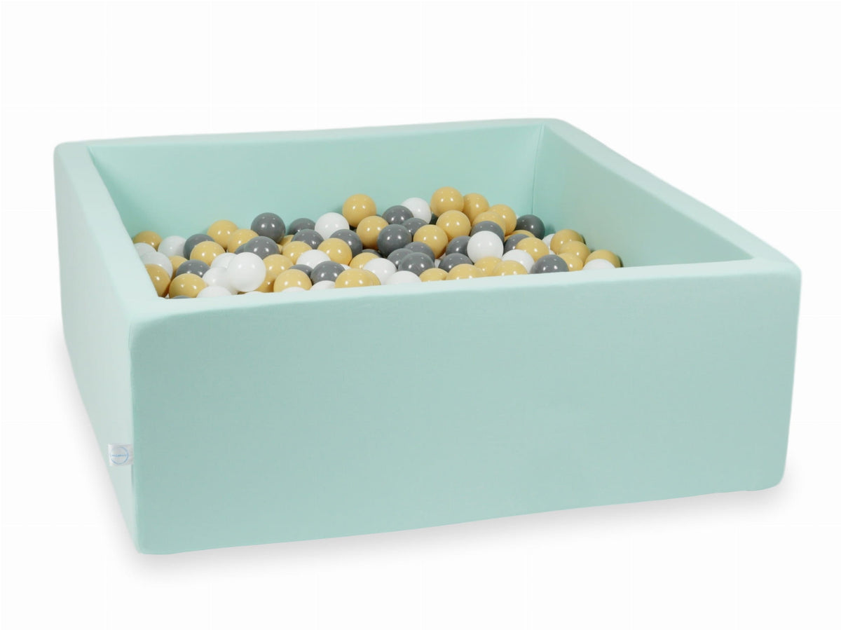 Piscine à Balles menthe 110x110x40 avec boules 600pcs (beige, gris, blanc)