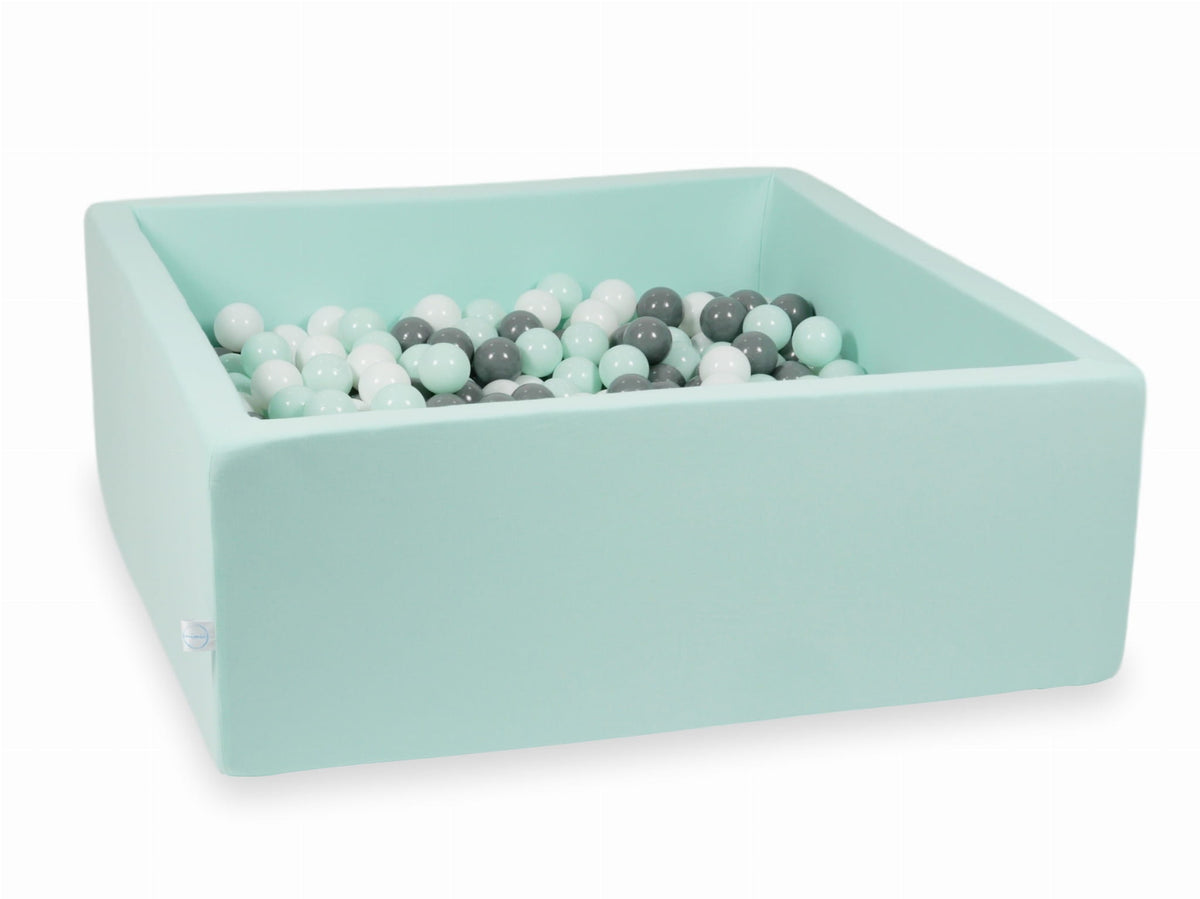 Piscine à Balles menthe 110x110x40 avec balles 600pcs (blanc, gris, menthe clair)
