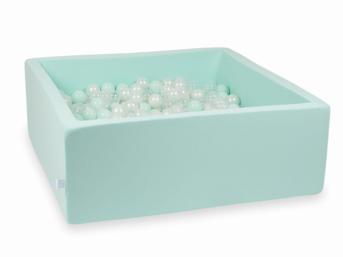 Piscine à Balles menthe 110x110x40 avec boules 600pcs (transparent, perle, menthe clair)
