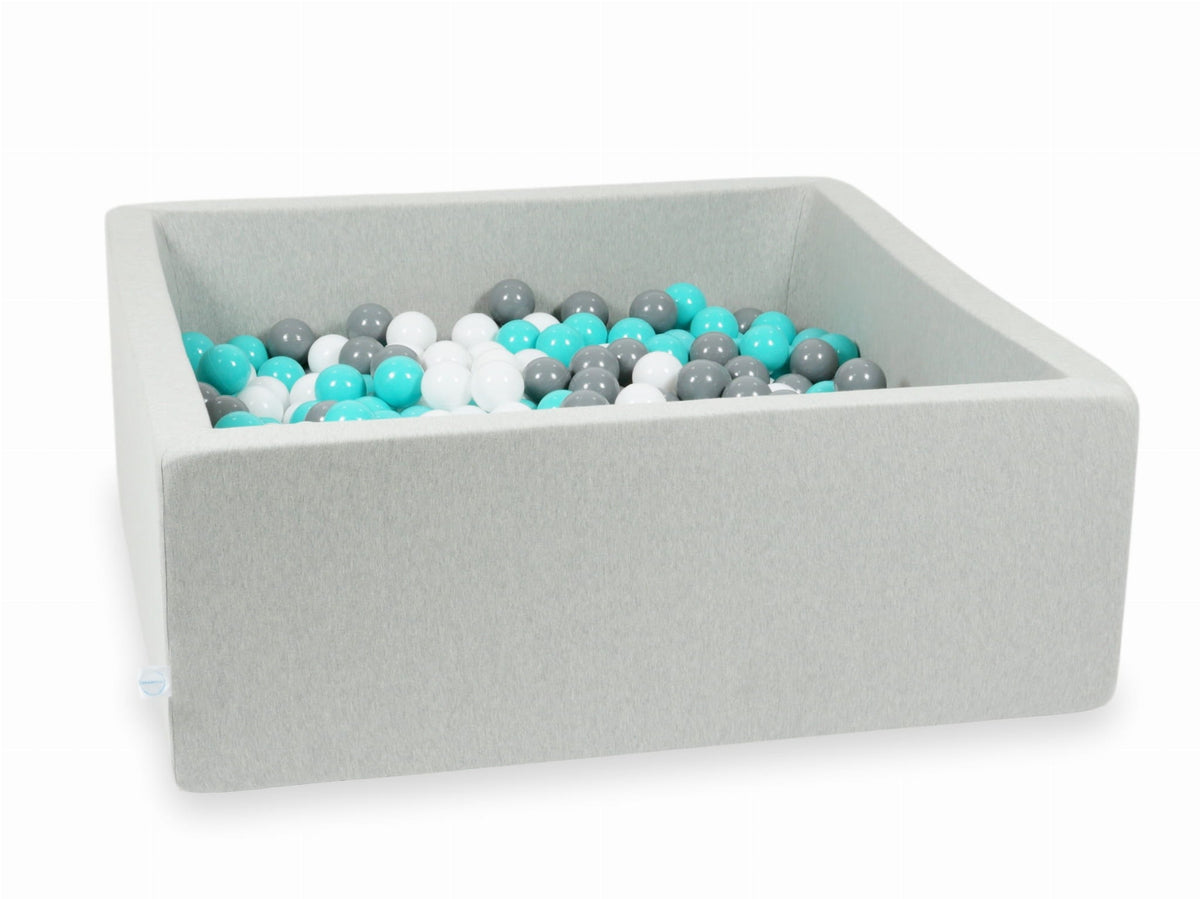 Piscine à Balles gris clair 110x110x40 avec balles 600pcs (turquoise, blanc, gris)