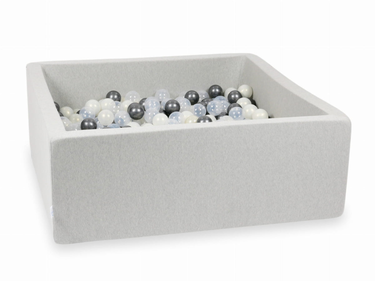 Piscine à Balles gris clair 110x110x40 avec boules 600pcs (transparent, graphite métallique, effet sirène)
