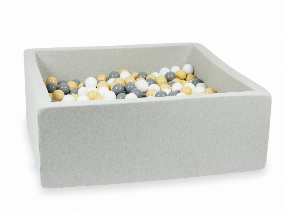 Piscine à Balles gris clair 110x110x40 avec balles 600pcs (beige, gris, blanc)