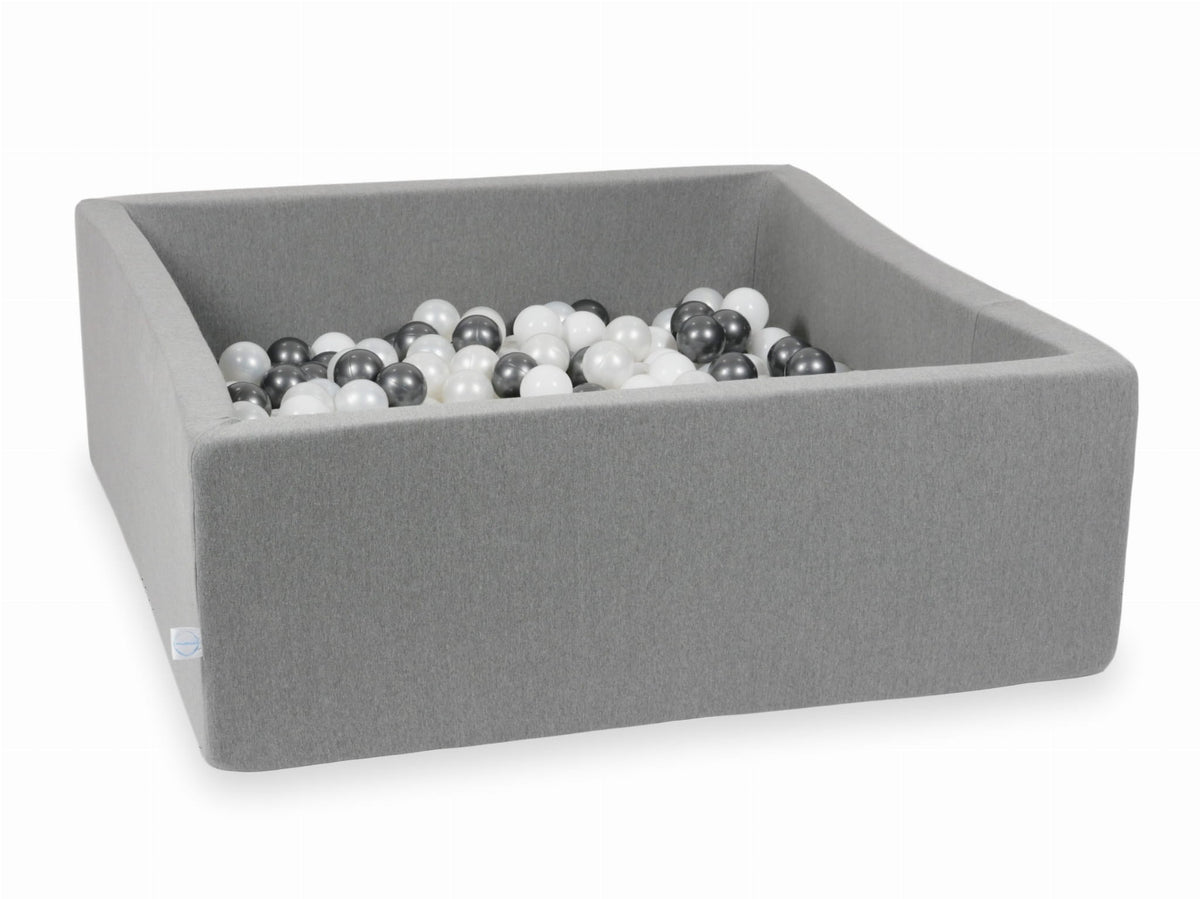 Piscine à Balles gris 110x110x40 avec boules 600pcs (blanc, perle, graphite métallisé)