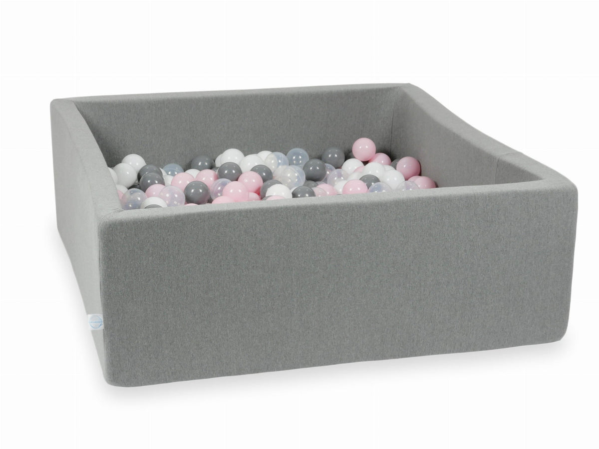 Piscine à Balles gris 110x110x40 avec balles 600pcs (transparent, blanc, gris, rose bébé)
