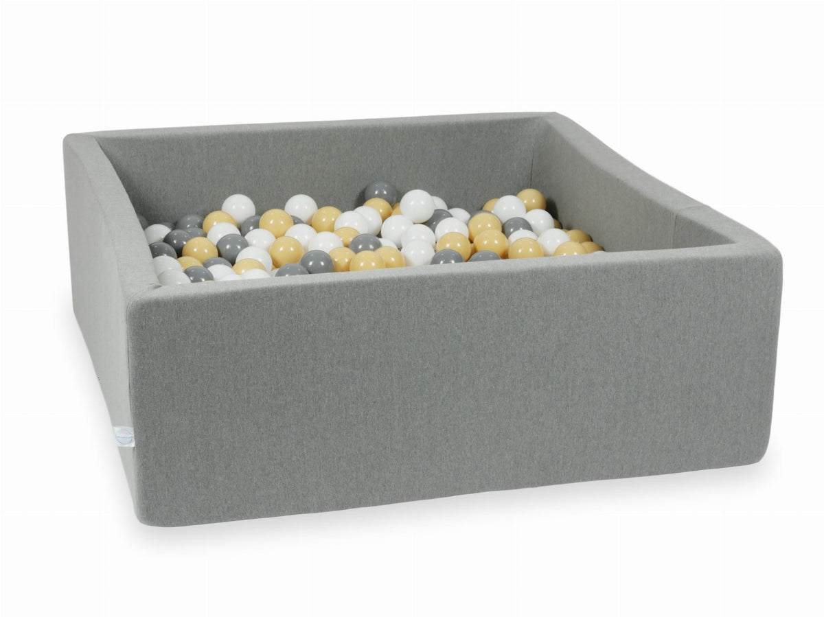 Piscine à Balles gris 110x110x40 avec boules 600pcs (blanc, gris, beige)