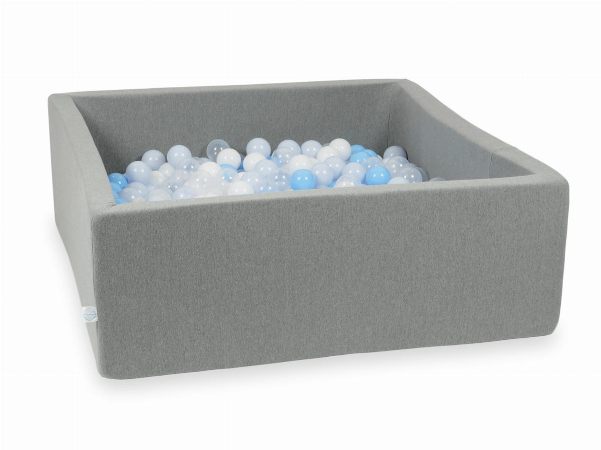 Piscine à Balles gris 110x110x40 avec balles 600pcs (transparent, blanc, bleu bébé, bleu bébé perle)