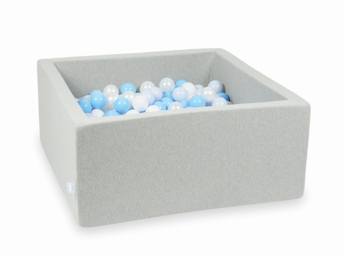 Piscine à Balles gris clair 90x90x40 avec balles 400pcs (blanc, perle, bleu bébé, bleu bébé perle)