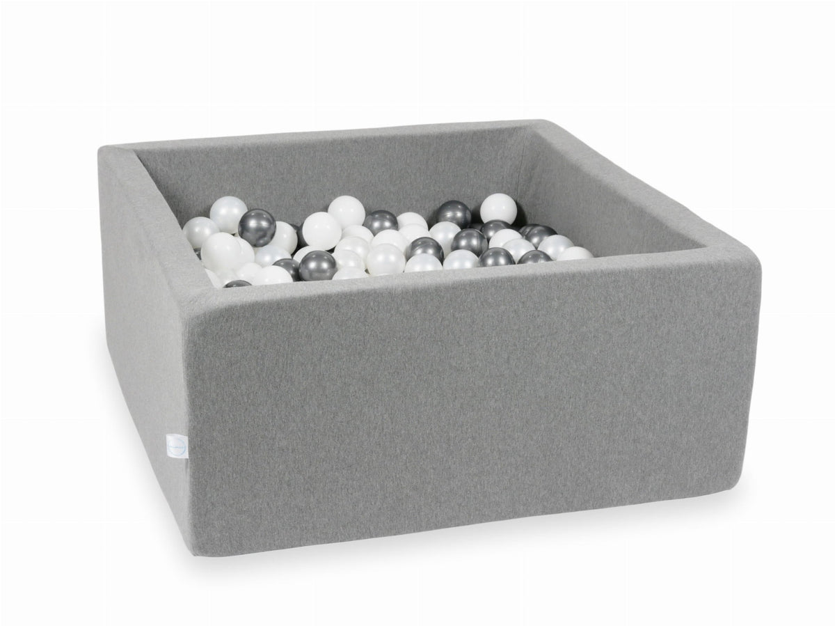 Piscine à Balles gris 90x90x40 avec boules 400pcs (blanc, perle, graphite métallisé)