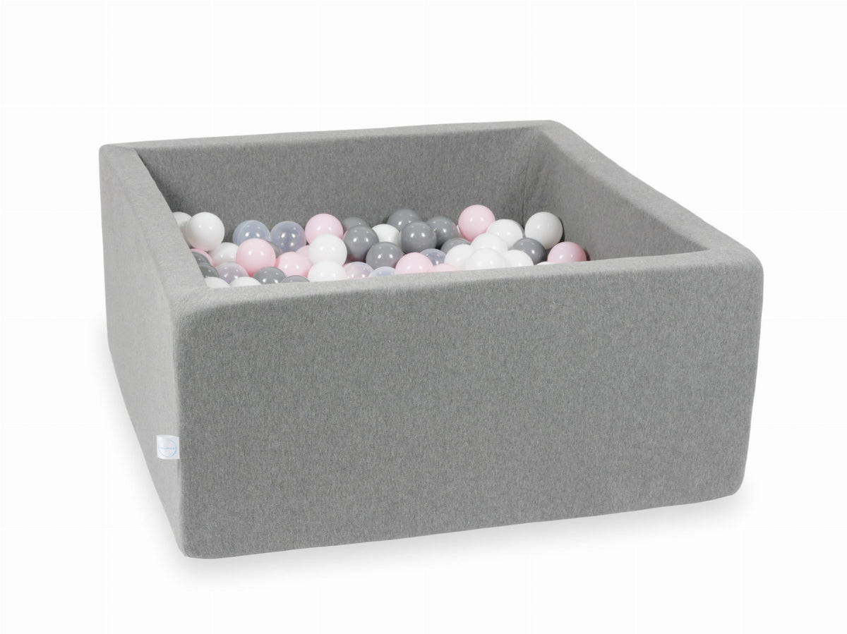 Piscine à Balles gris 90x90x40 avec balles 400pcs (transparent, blanc, gris, rose bébé)