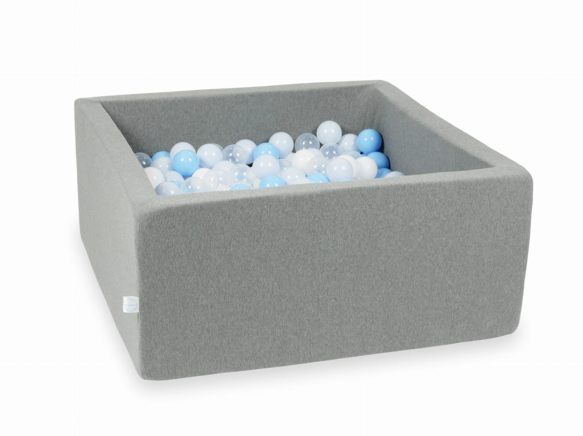 Piscine à Balles gris 90x90x40 avec balles 400pcs (transparent, blanc, bleu bébé, bleu bébé perle)