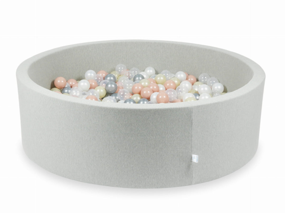Piscine à Balles gris clair 130x40 avec boules 700pcs (transparent, perle, argent, or rose, or clair)