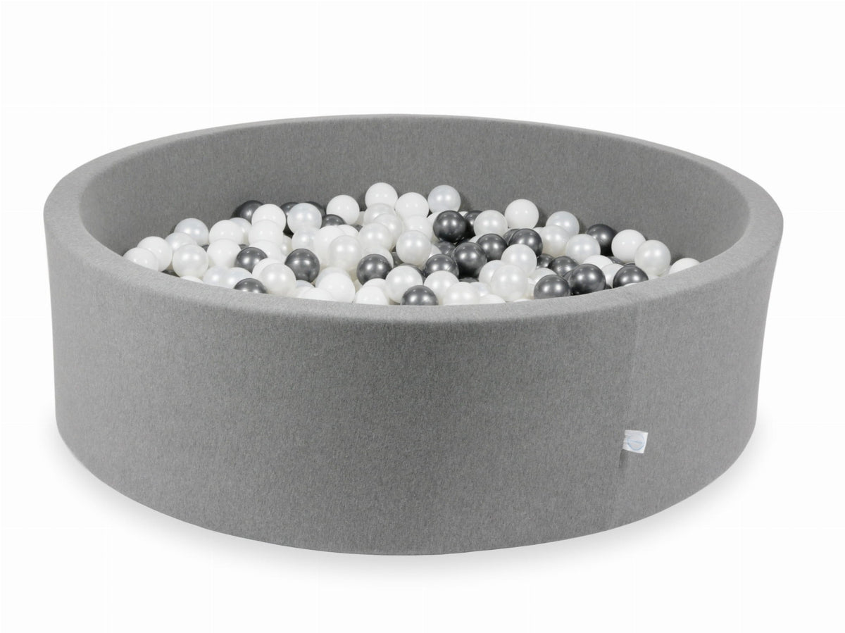 Piscine à Balles gris 130x40 avec boules 700pcs (blanc, perle, graphite métallisé)