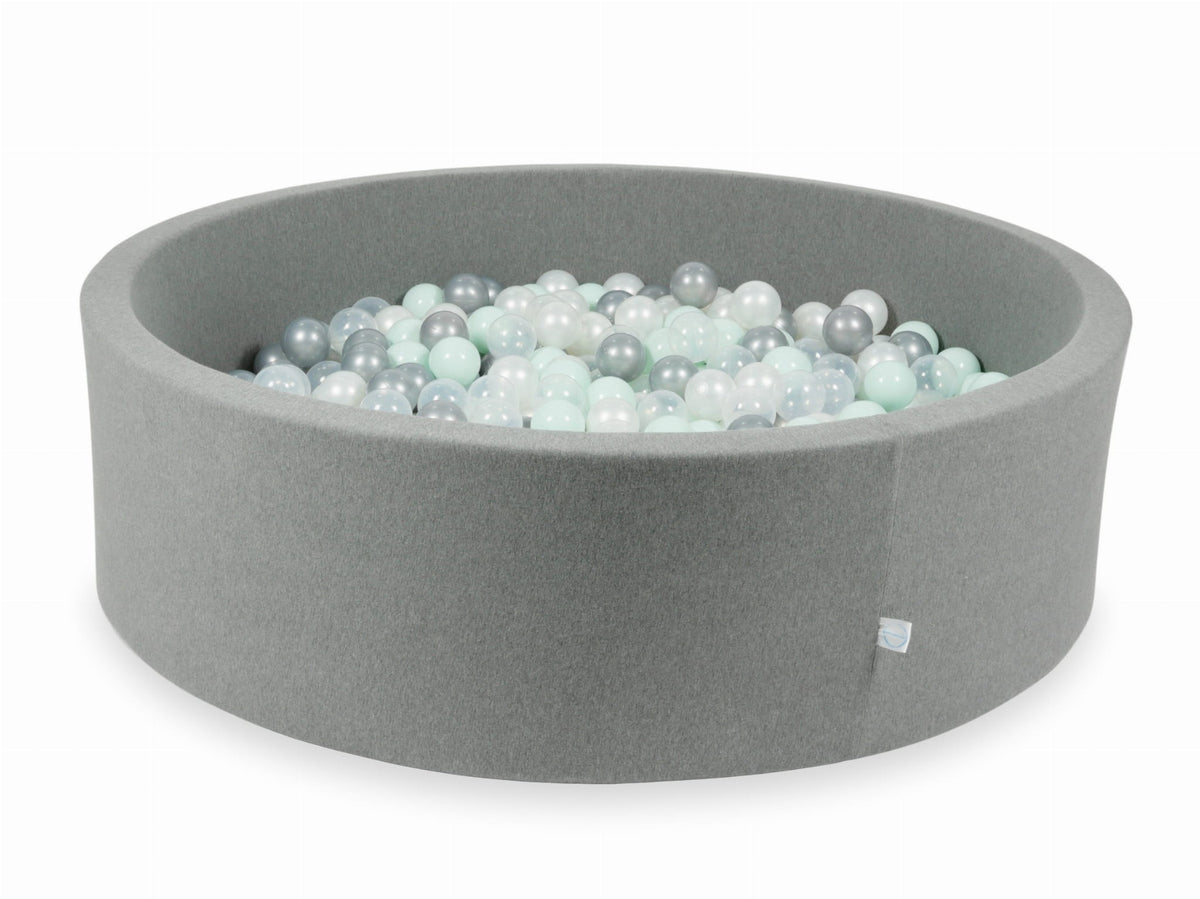 Piscine à Balles gris 130x40 avec boules 700pcs (transparent, perle, argent, menthe clair)