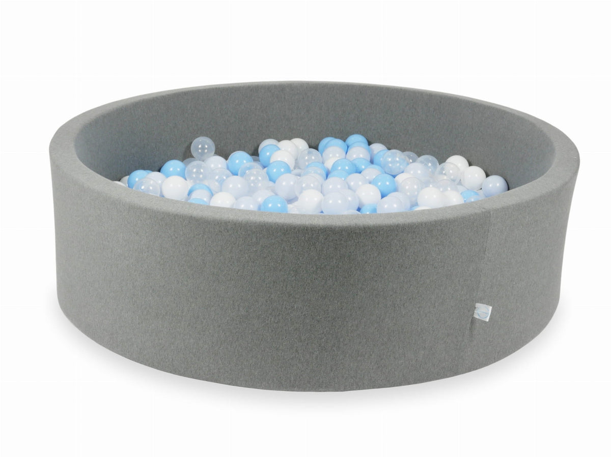 Piscine à Balles gris 130x40 avec balles 700pcs (transparent, blanc, bleu bébé, bleu bébé perle)