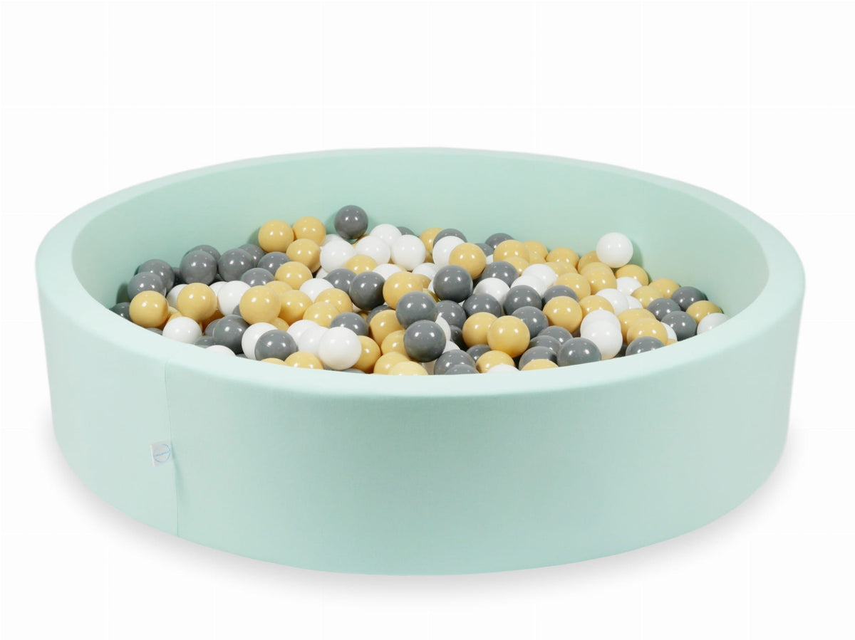 Piscine à Balles menthe 130x30 avec boules 600pcs (beige, gris, blanc)