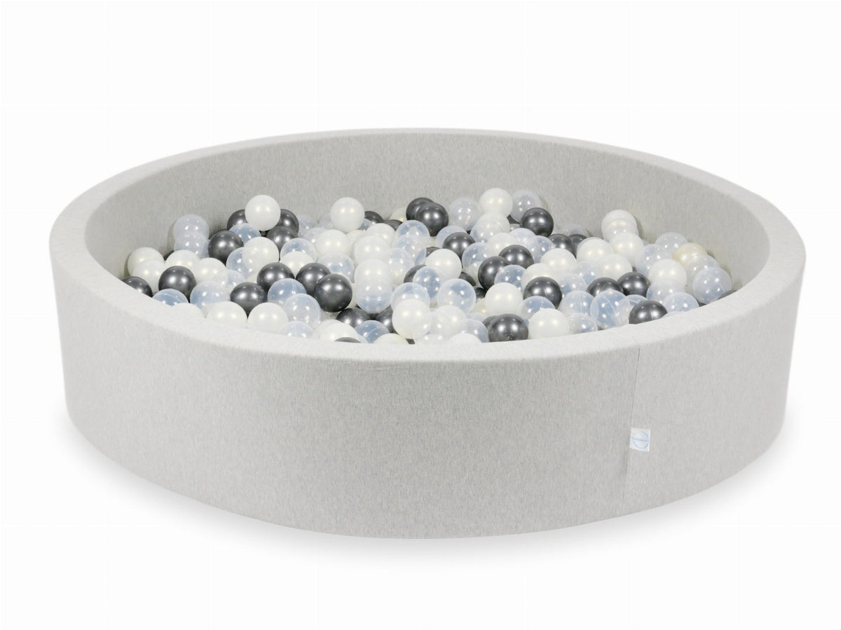 Piscine à Balles gris clair 130x30 avec boules 600pcs (transparent, graphite métallisé, effet sirène)