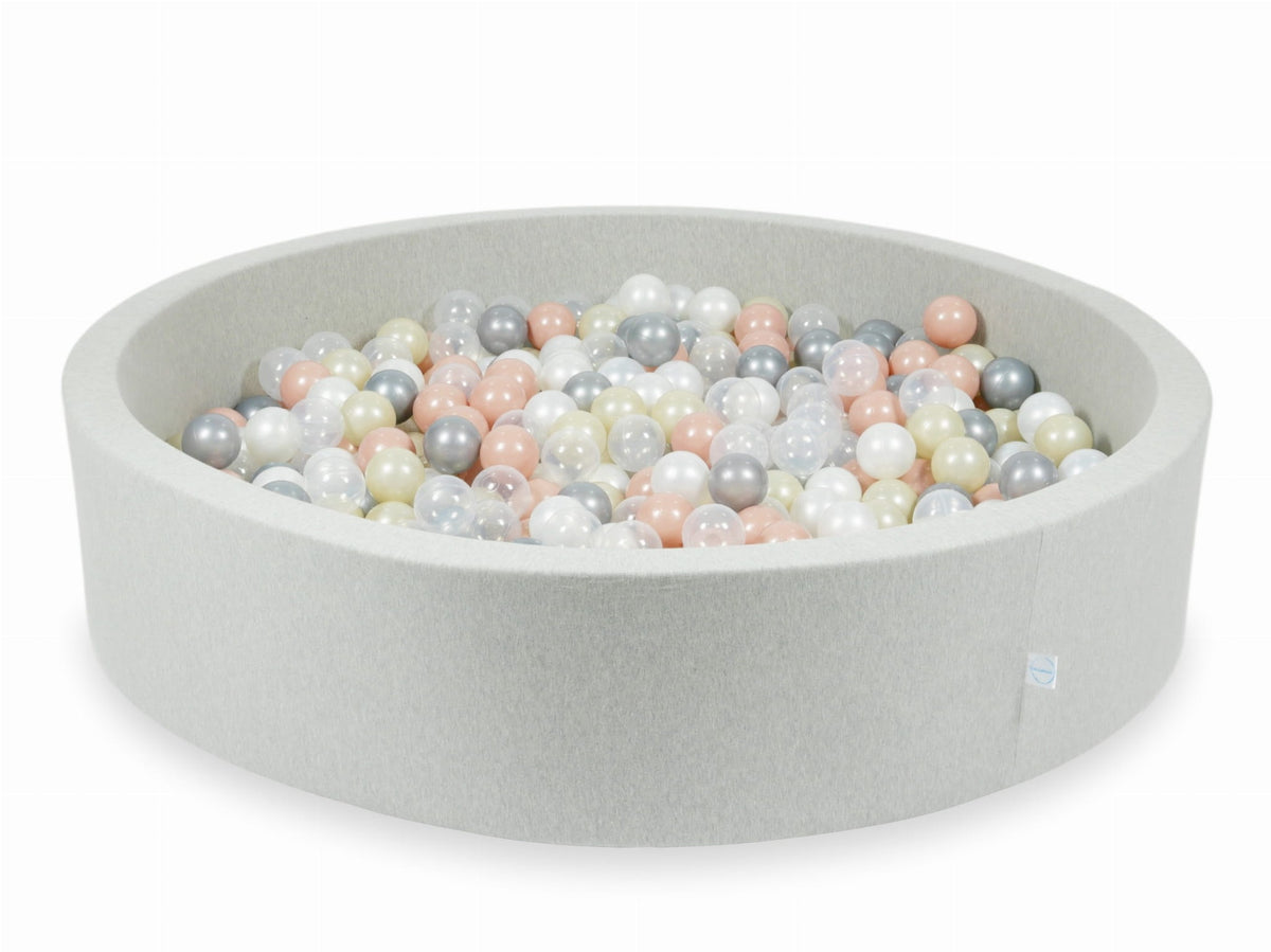 Piscine à Balles gris clair 130x30 avec boules 600pcs (transparent, perle, argent, or rose, or clair)