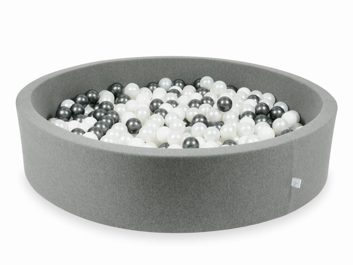 Piscine à Balles gris 130x30 avec boules 600pcs (blanc, perle, graphite métallisé)