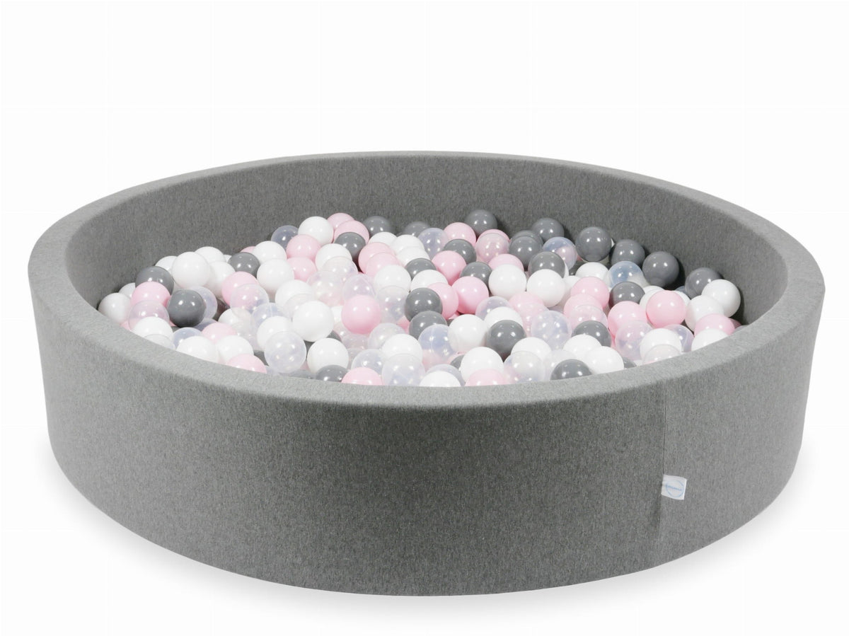 Piscine à Balles gris 130x30 avec balles 600pcs (transparent, blanc, gris, rose bébé)