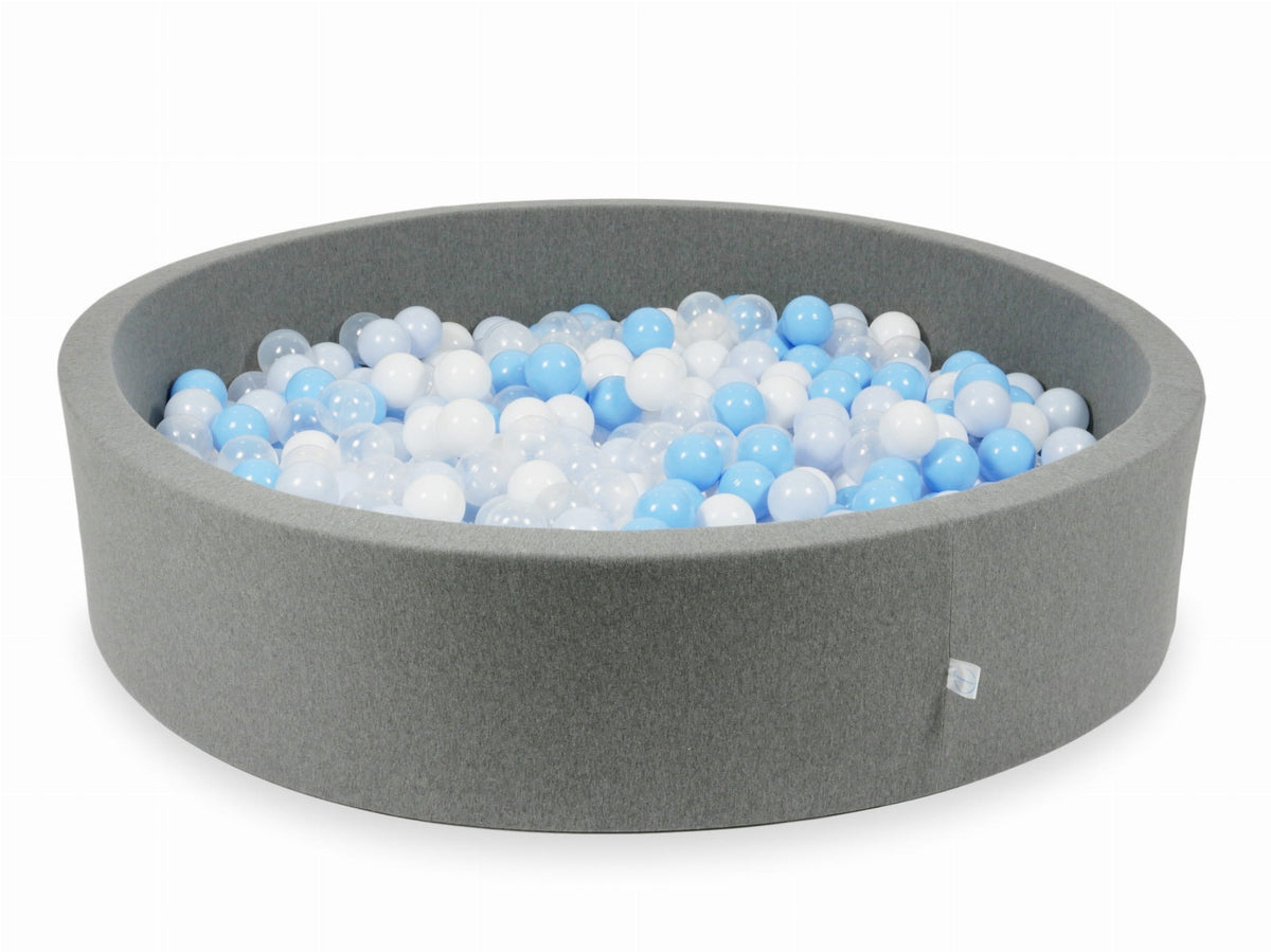Piscine à Balles gris 130x30 avec balles 600pcs (transparent, blanc, bleu bébé, bleu bébé perle)
