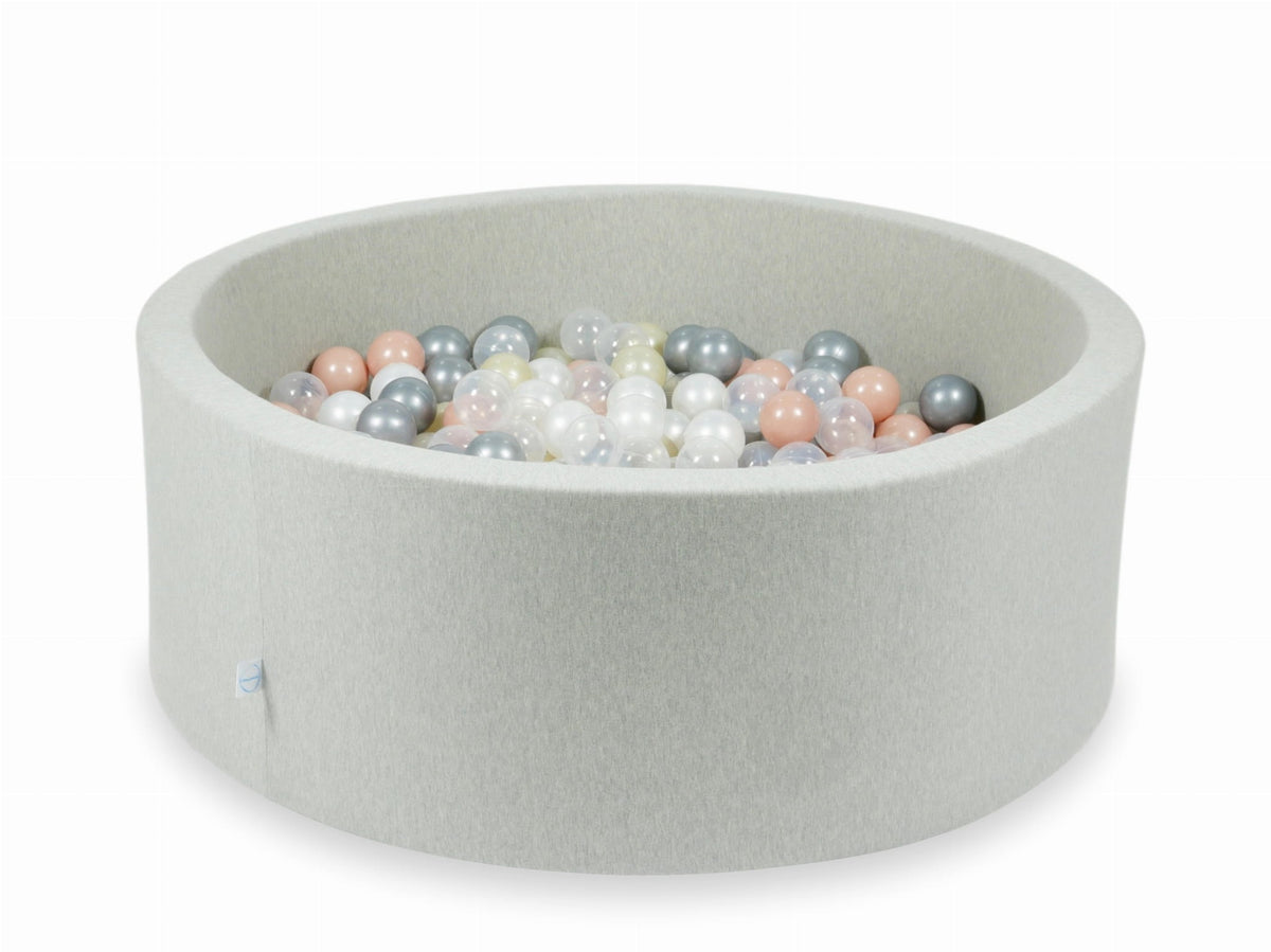 Piscine à Balles gris clair 110x40 avec boules 500pcs (transparent, perle, argent, or rose, or clair)