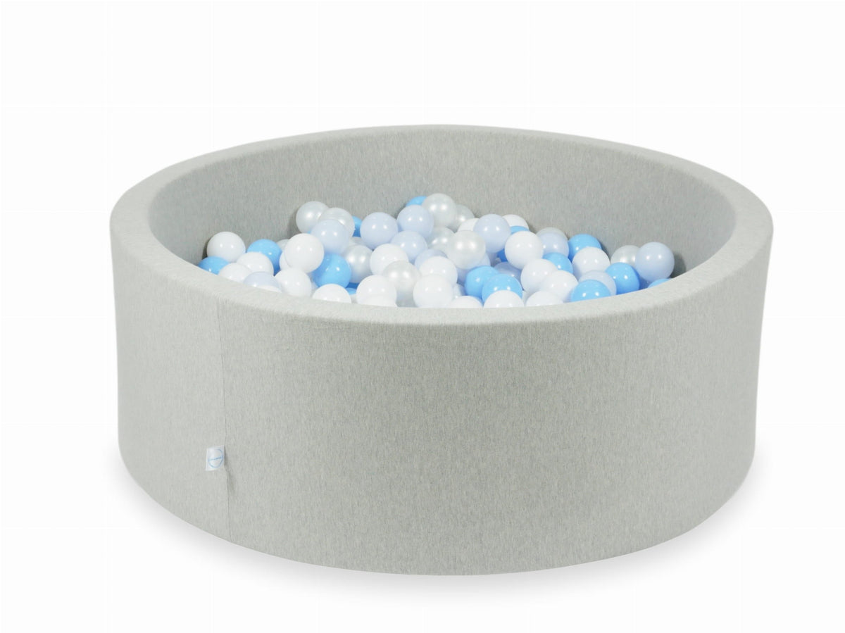 Piscine à Balles gris clair 110x40 avec boules 500pcs (blanc, perle, bleu bébé, bleu bébé perle)