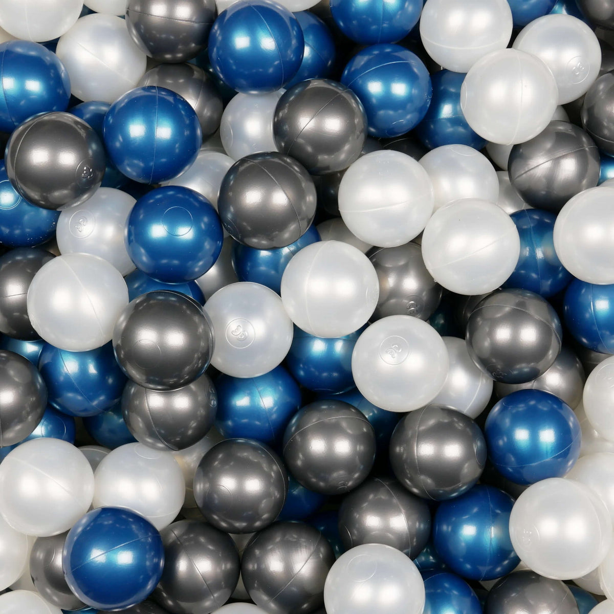 Balles pour piscine à balle ø7cm 200pcs perle, bleu métallisé, graphite métallisé