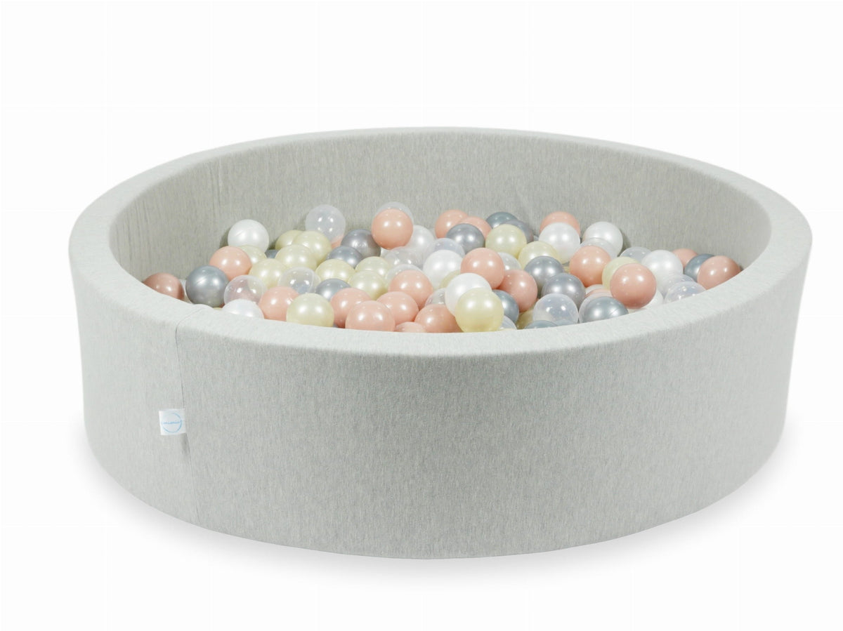 Piscine à Balles gris clair 110x30 avec boules 400pcs (transparent, perle, argent, or rose, or clair)