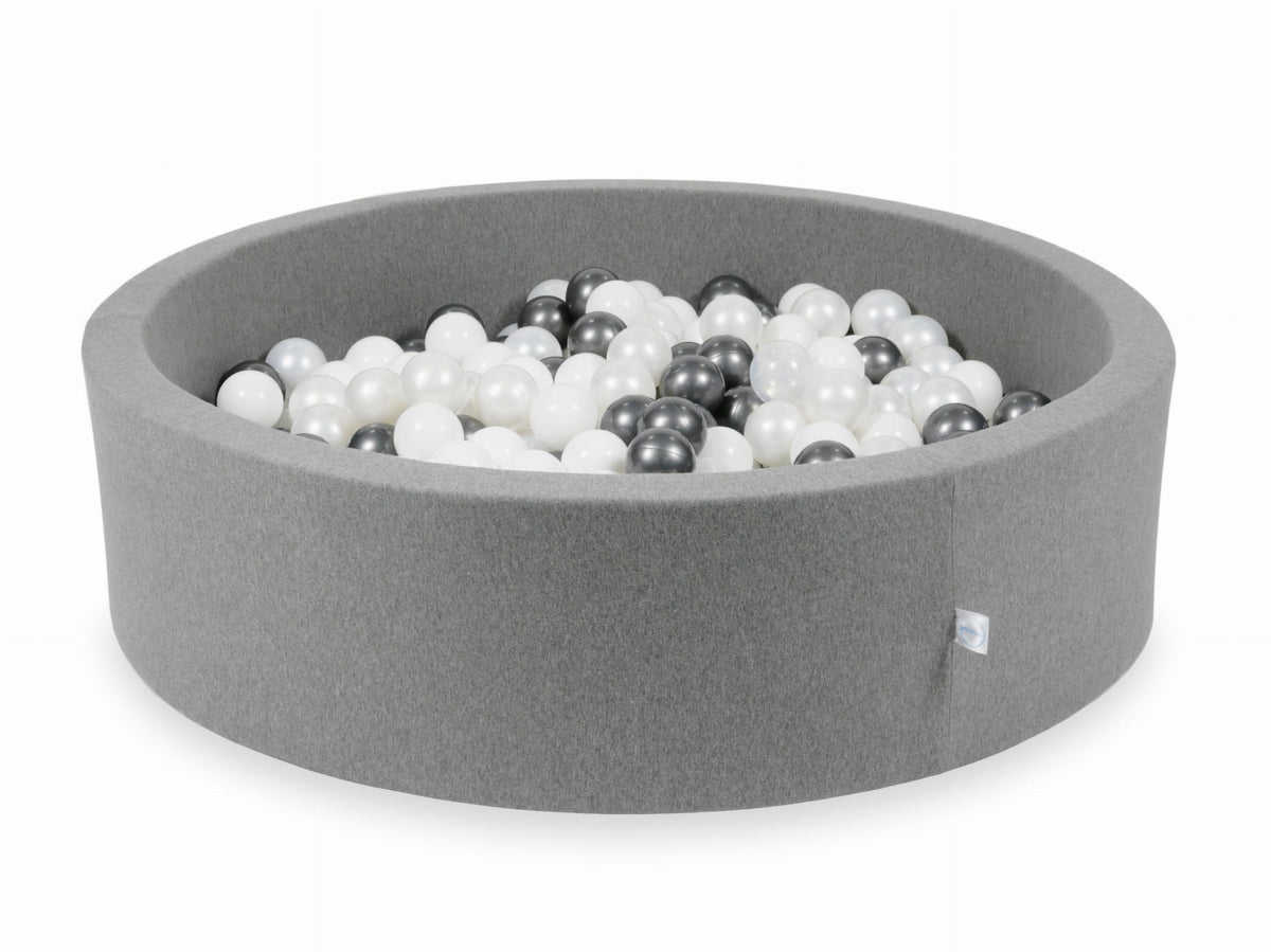 Piscine à Balles gris 110x30 avec boules 400pcs (blanc, perle, graphite métallisé)