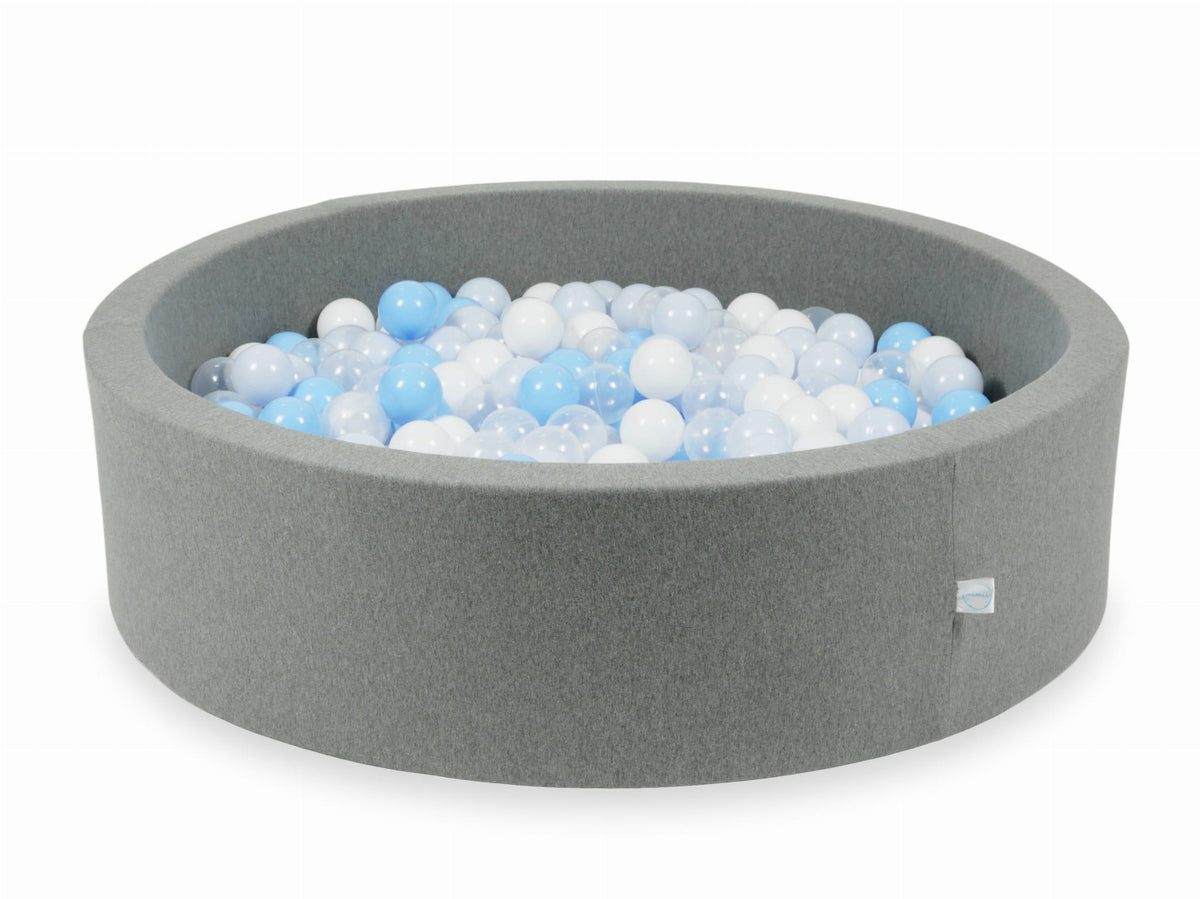 Piscine à balles gris 110x30 avec balles 400pcs (transparent, blanc, bleu bébé, bleu bébé perle)